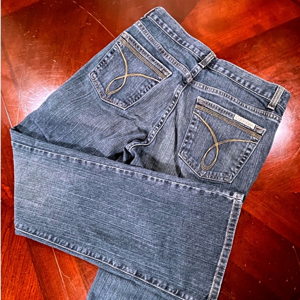Calvin Klein Jeans Womens 6 Flare Dark Wash Stretch Denim Blue Mid Rise